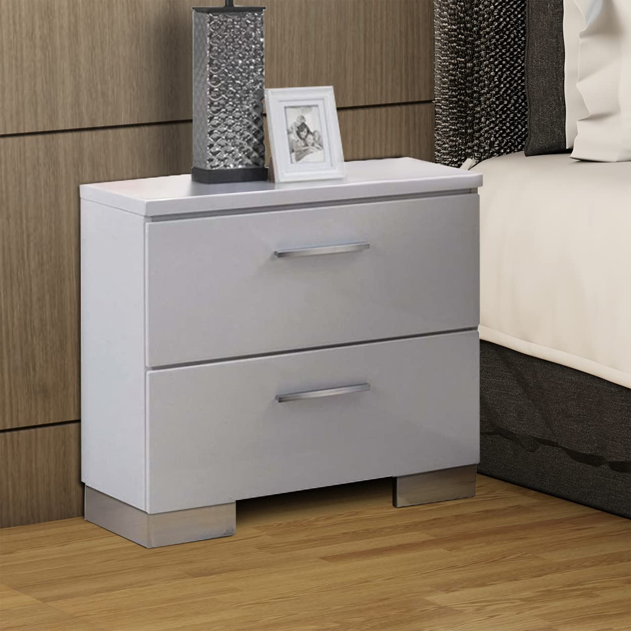 Acme Furniture Lorimar 2-Drawer Wooden Nightstand In White
