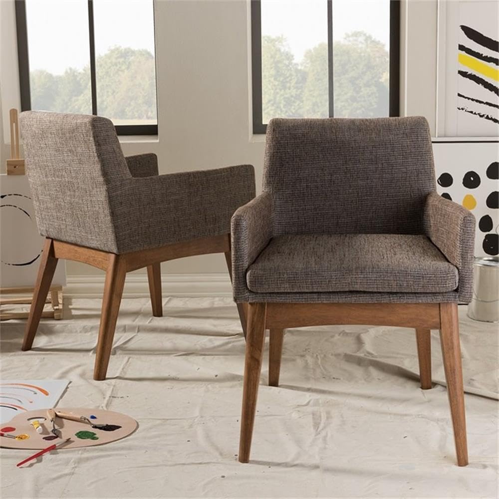 Baxton Studio Nexus Mid-Century Modern Fabric Upholstered Arm Chair