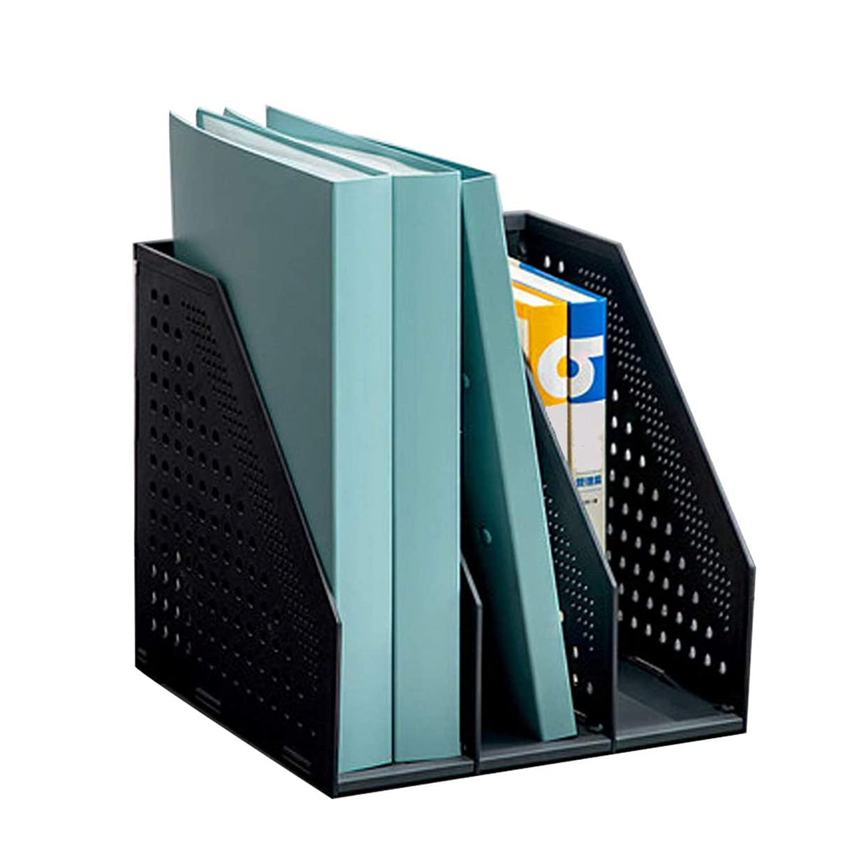 Saikvi Collapsible File Organizer Magazine File A4 Paper Document Organizer Holder - Office Desk Organizer Collection (3pcs, Dar