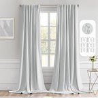 Miulee Back Tab Light Blocking Curtains 108 Inch Long 2 Panels Set For Living Room Bedroom Privacy, Greyish White Rod Pocket/Pinch Pleated Extra Long Thermal Insulated Room Darkening Blackout Drapes