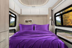 Homiest 4Pcs Rv Short Queen Satin Sheets Set Luxury Silky Satin Bedding Set With 10' Deep Pocket, Camper Queen Sheets, 1 Fitted Sheet + 1 Flat Sheet + 2 Pillowcases (Rv Short Queen, Purple)