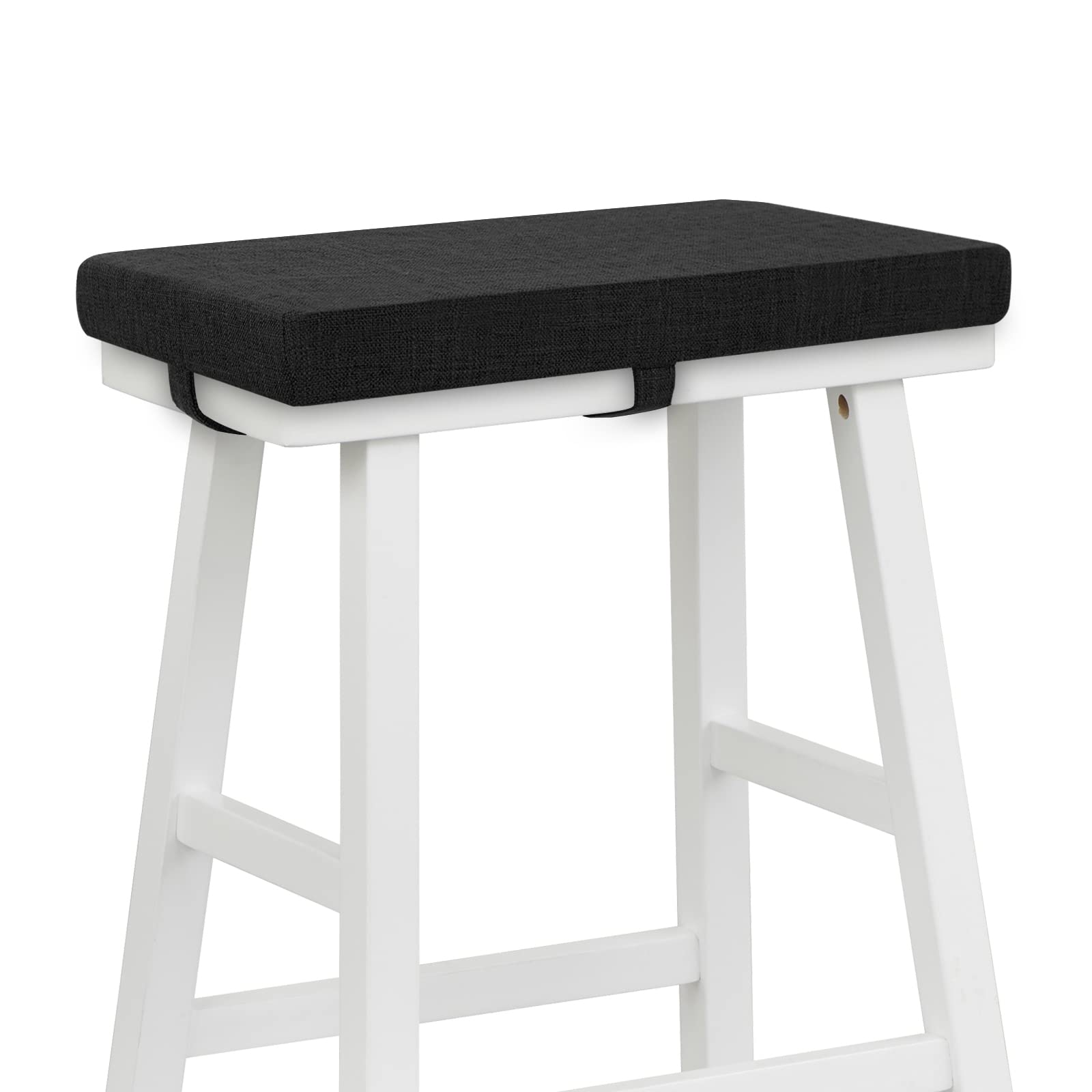 Tromlycs Saddle Stool Cushion Rectangular Bar Stool Seat Cushion Cover Rectangle With Strap Ties, 18X9.5 Inches, 1 Piece, Black