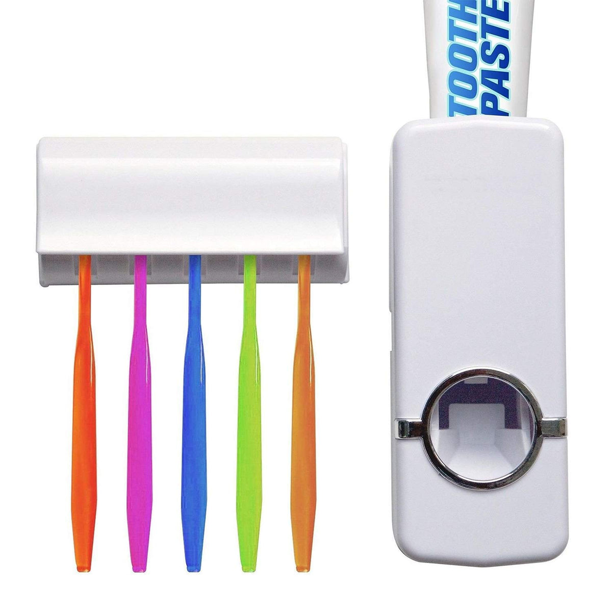 Prachit Hands Free Toothpaste Dispenser // Automatic Toothpaste Squeezer and Toothbrush Holder Bathroom DustProof Toothpaste Di