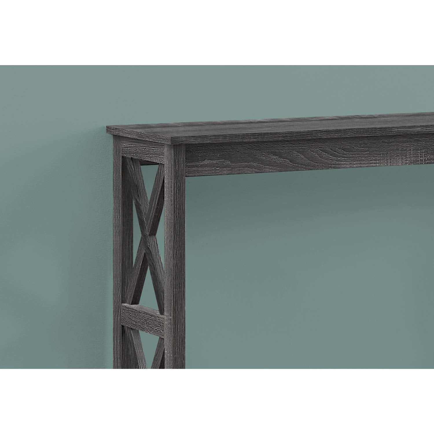 Monarch Specialties 3580 Accent Table, Console, Entryway, Narrow, Sofa, Living Room, Bedroom, Metal, Laminate, Grey, Black, Contemporary, Modern Table-48 Hall, 48&quot; L X 12&quot; W X 31.75&quot; H