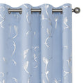 Buhua Blue Blackout Curtain 2 Panel Set Silver Vine Foil Print Thermal Insulated Drapes Room Darkening Curtains Grommet Window T