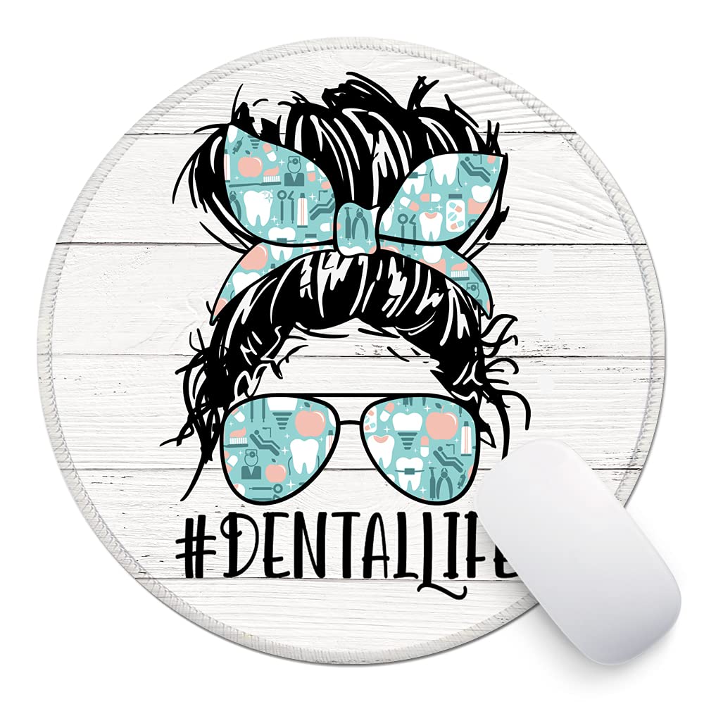 Zhantuone Dental Life Round Mouse Pad With Non-Slip Rubber And Stitched Edges Desk Accessories Office Gifts For Women Friends Be