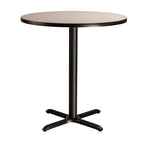 National Public Seating Nps 36&Quot; Round Cafe Table With X Base, 36&Quot; Height, Particleboard Core/T-Mold, Grey Nebula Top, Black Frame