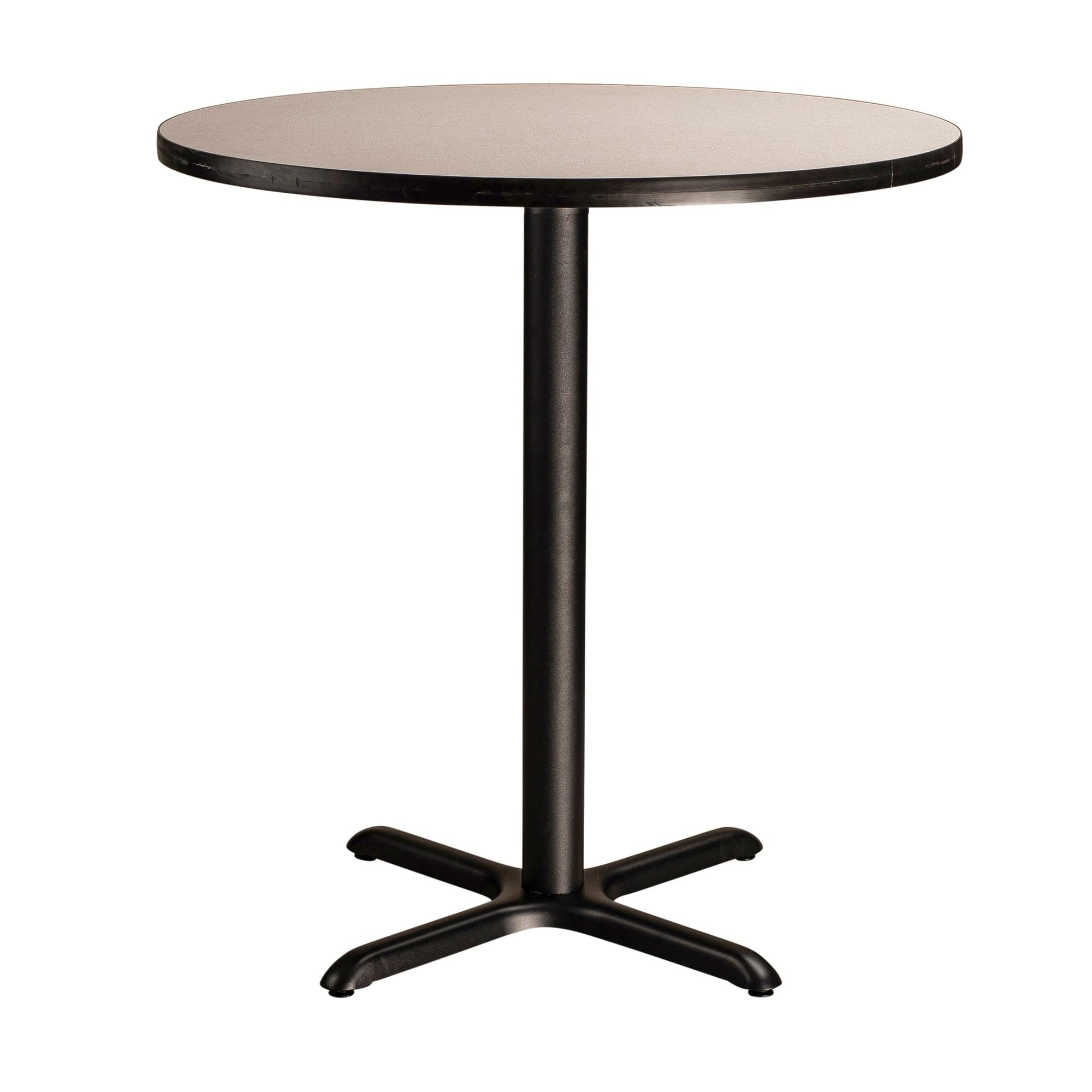 National Public Seating Nps 36&Quot; Round Cafe Table With X Base, 36&Quot; Height, Particleboard Core/T-Mold, Grey Nebula Top, Black Frame