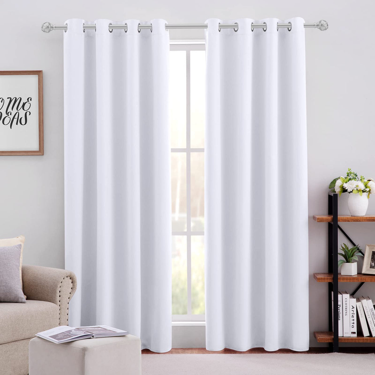 Homeideas Blackout Curtains (Pure White, 52 X 96 Inch)