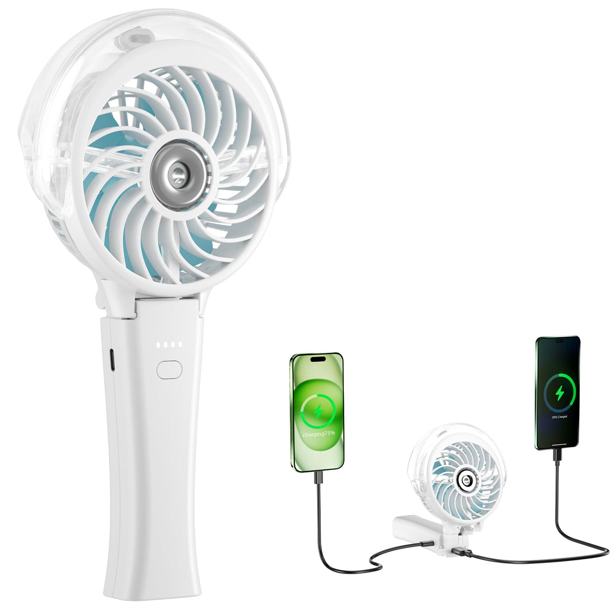Handfan 4000Mah Portable Misting Fan, 50Ml Water Tank, Rechargeable Handheld Personal Mister Fan, Spray Water Mist, Foldable Ele