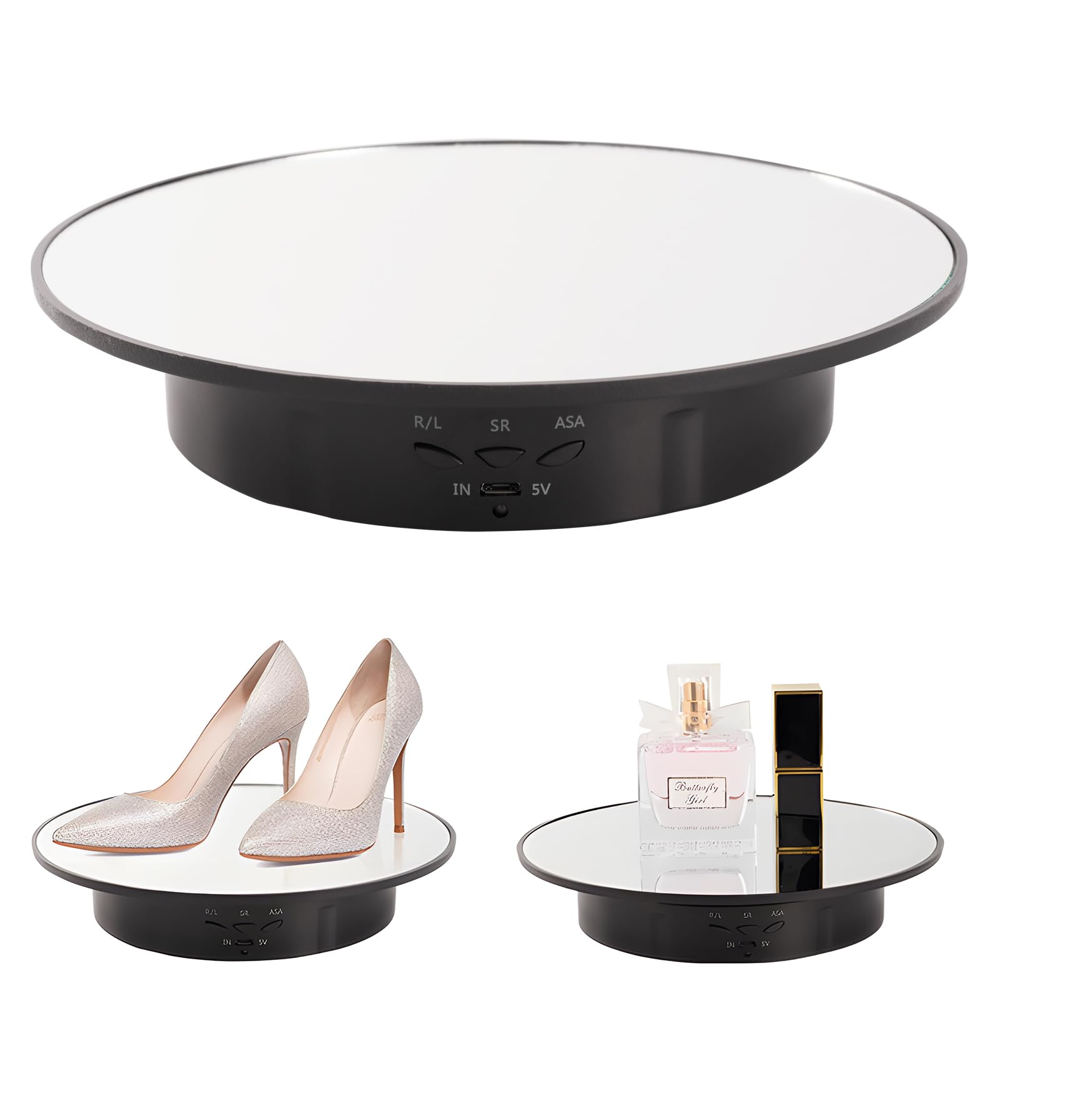 GOHASPW Rotating Display Stand Turntable Stand Spinning Stand for Product Shows Black