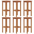vidaXL Solid Acacia Wood Bar Stools - Set of 6, Durable and Rustic Design, Comfortable Footrests, Easy Assembly, Perfect for Outdoors
