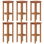 vidaXL Solid Acacia Wood Bar Stools - Set of 6, Durable and Rustic Design, Comfortable Footrests, Easy Assembly, Perfect for Outdoors