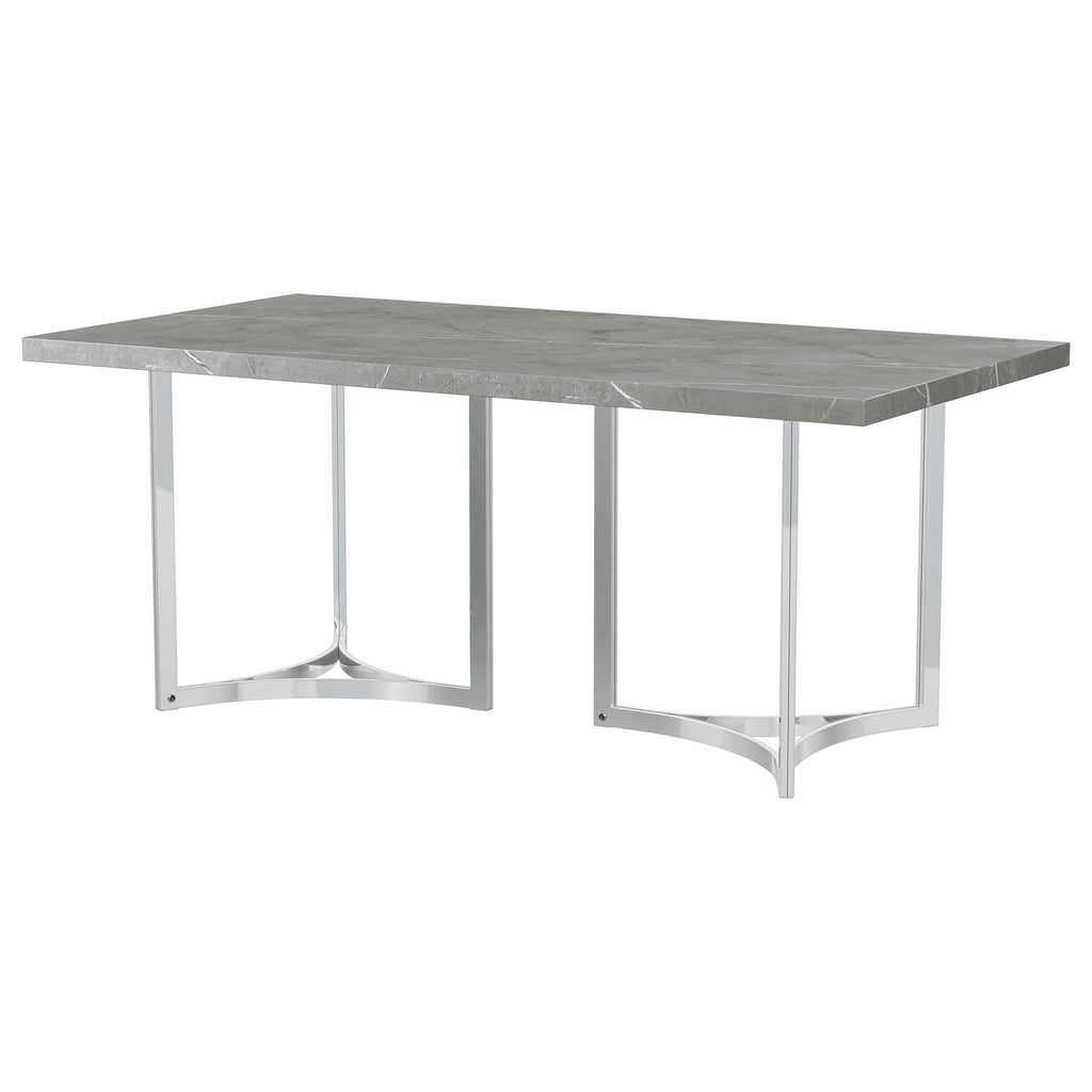 Coaster Home Furnishings Sterling 72-Inch Rectangular Dining Table Grey Faux Marble