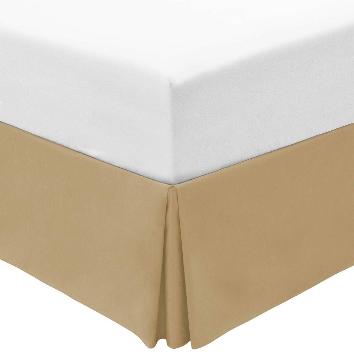 Mellanni Beige Bedskirt Full Size - Bed Frame And Box Spring Cover - 15-Inch Tailored Drop Pleated Dust Ruffle - Luxury Bedding