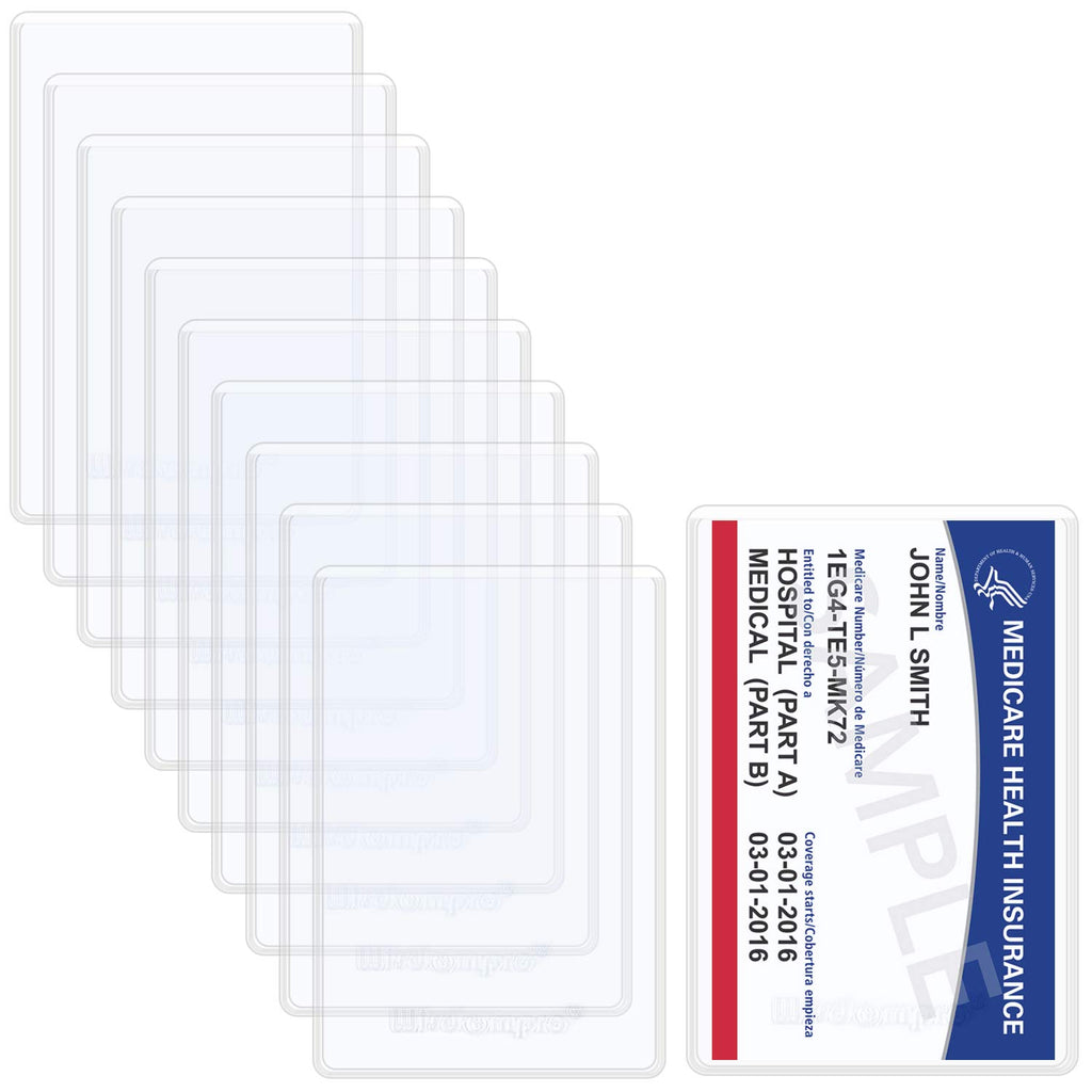 Wisdompro 10 Pack New Medicare Card Holder Protector Sleeves, 6 Mil Soft And Flexible Clear Pvc Wallet Size Slot For Social Secu