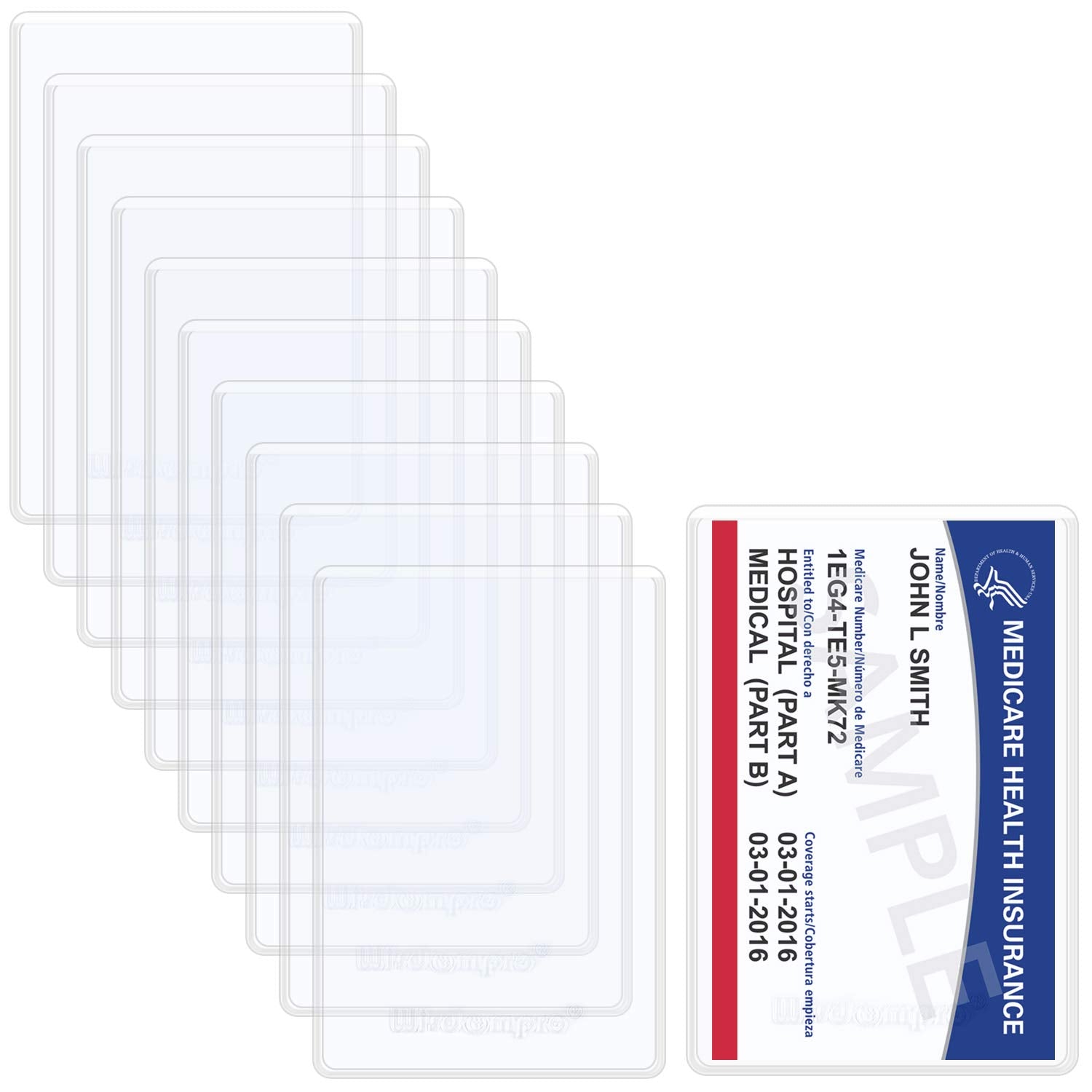 Wisdompro 10 Pack New Medicare Card Holder Protector Sleeves, 6 Mil Soft And Flexible Clear Pvc Wallet Size Slot For Social Secu