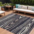 9 X 12 Black Taupe And Beige Faux Bois Washable Indoor Outdoor Area Rug