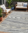 5 X 8 Gray Ivory And Beige Faux Bois Washable Indoor Outdoor Area Rug