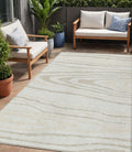 5 X 8 Ivory Beige And Taupe Faux Bois Washable Indoor Outdoor Area Rug
