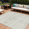 8 X 10 Ivory Beige And Taupe Faux Bois Washable Indoor Outdoor Area Rug