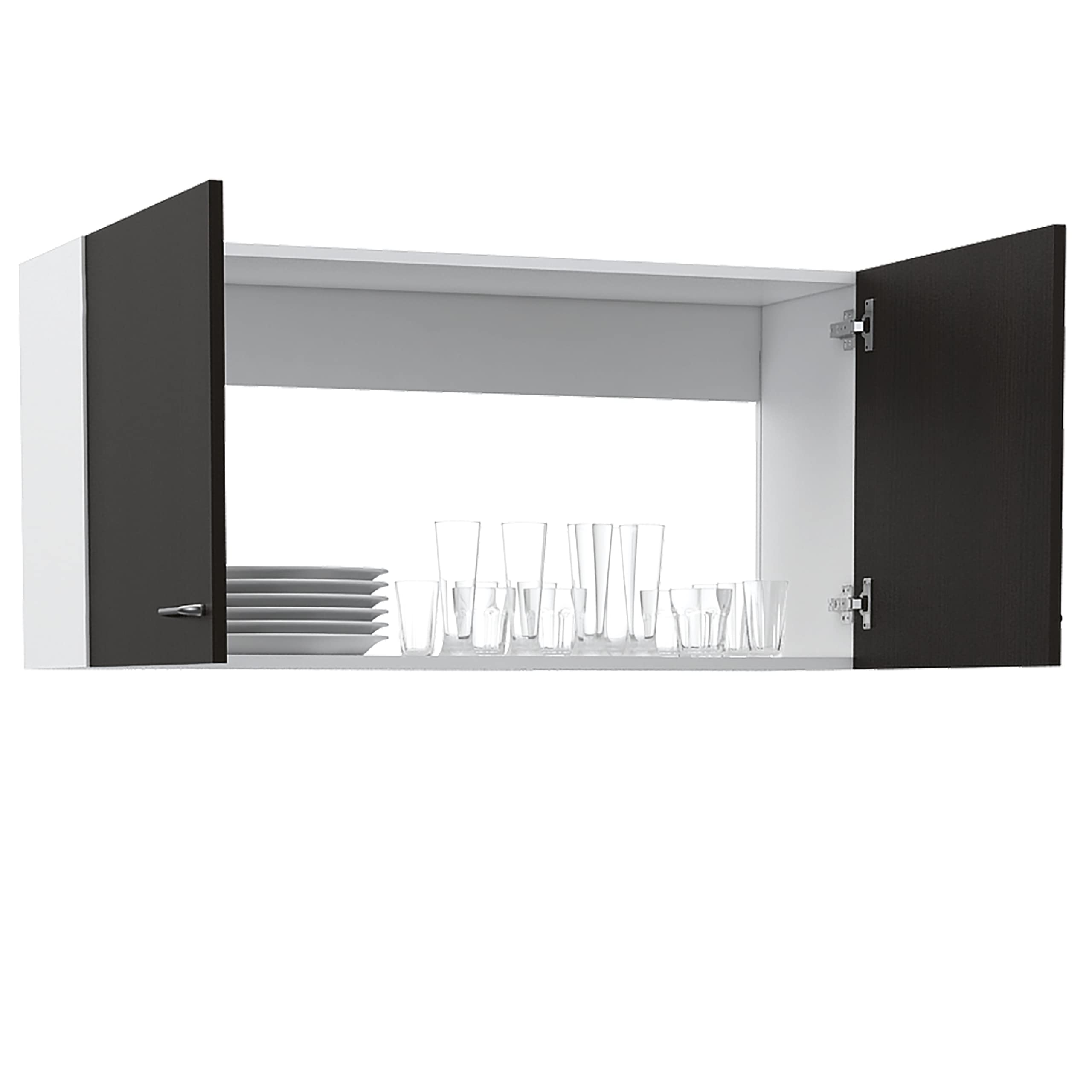 Salento Wall Double Door Cabinet With Two Shelves, 19&Quot; H, Carbon Espresso/White, Kitchen