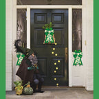2Pcs Saint Patrick'S Wreath Bows St. Patrick Bows Horseshoe Clover Hat Burlap Bow For Wreaths, St Patrick'S Day Ribbon Bows Tree