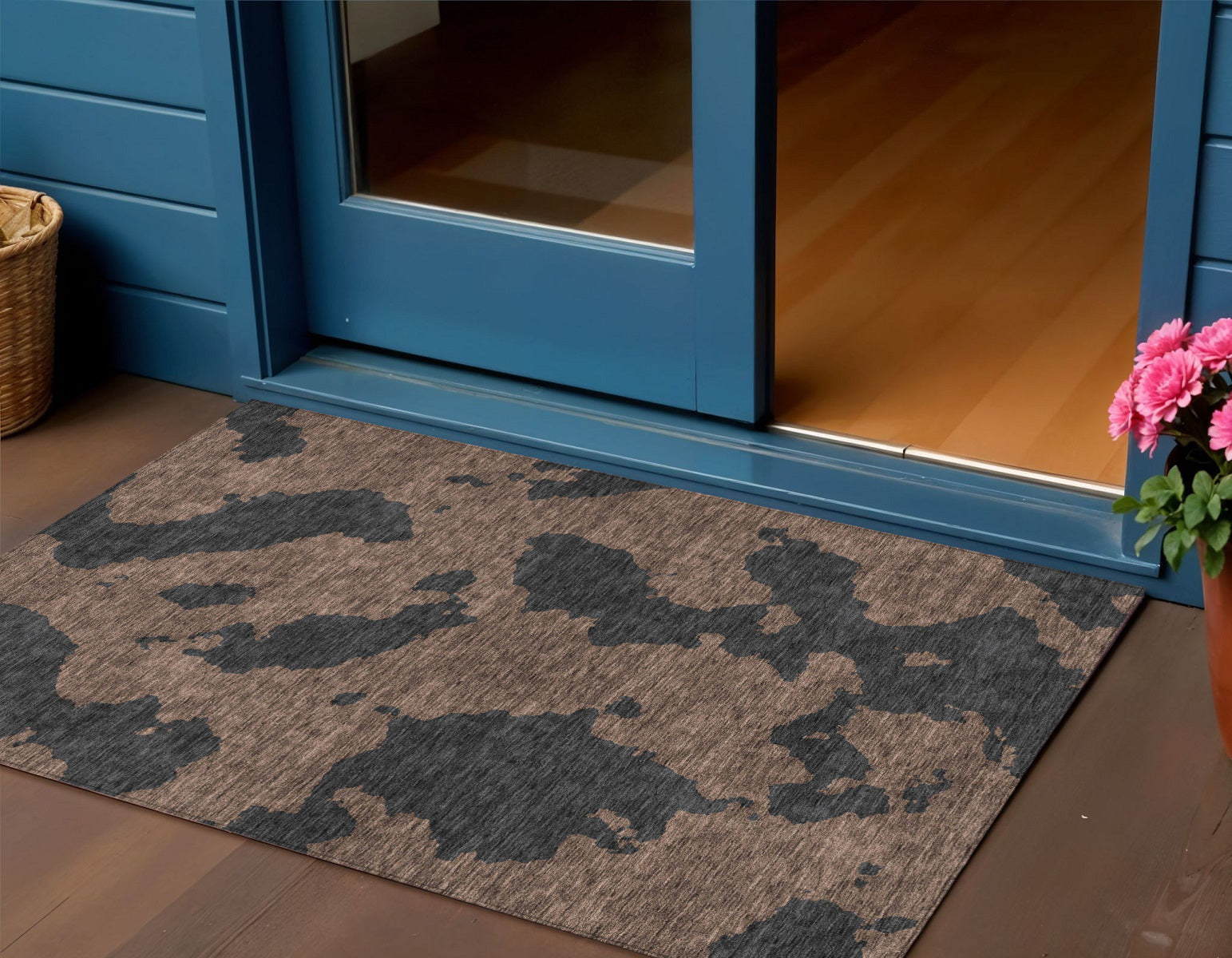 3 X 5 Chocolate And Charcoal Abstract Washable Indoor Outdoor Area Rug