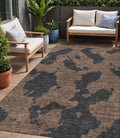 5 X 8 Chocolate And Charcoal Abstract Washable Indoor Outdoor Area Rug
