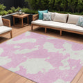8 X 10 Pink And Ivory Abstract Washable Indoor Outdoor Area Rug