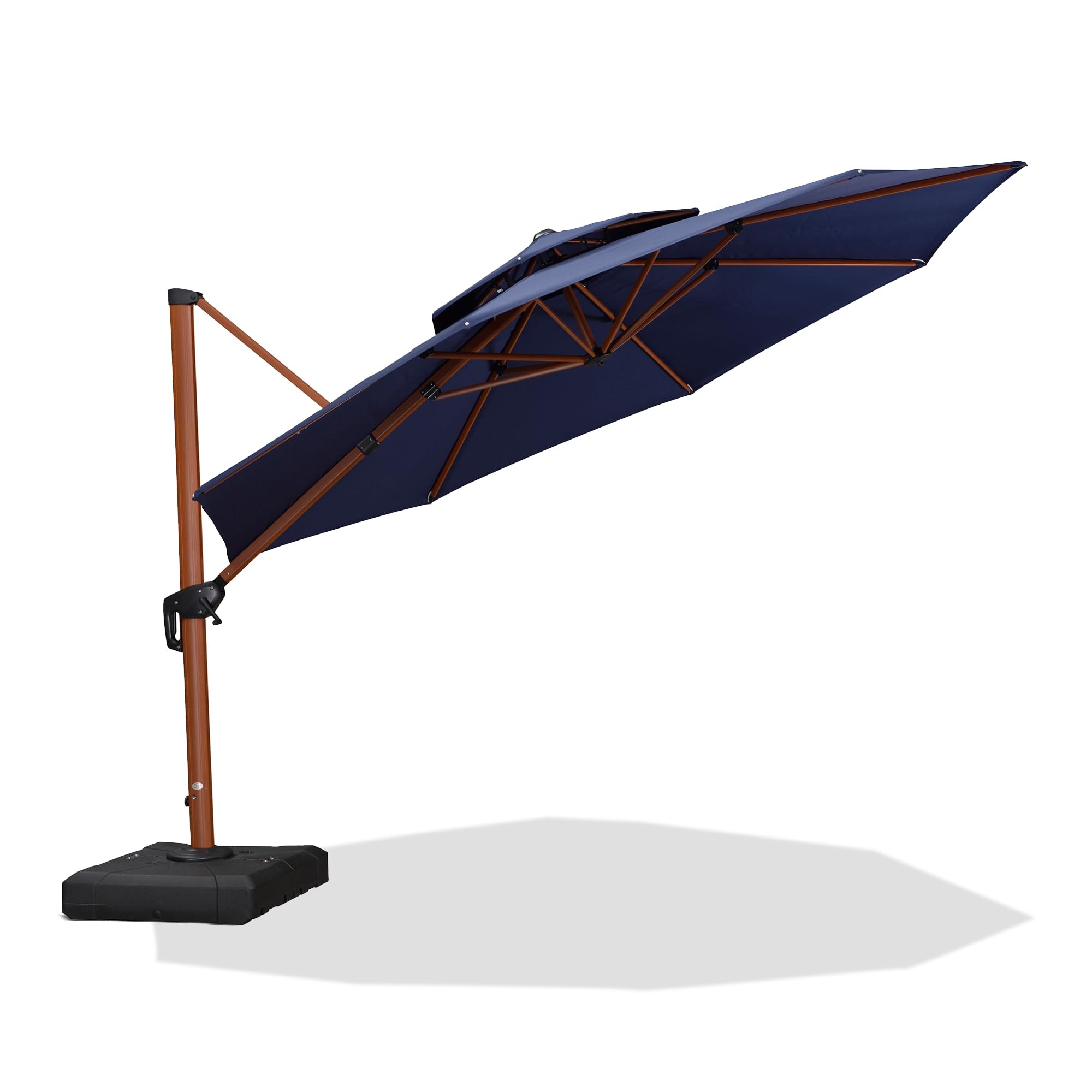 Purple Leaf 12 Feet Double Top Deluxe Round Patio Umbrella Offset Hanging Umbrella Cantilever Umbrella Outdoor Market Umbrella G