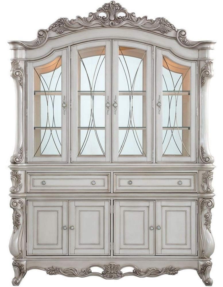 ACME Furniture Wooden Frame Hutch and Buffet, Antique White