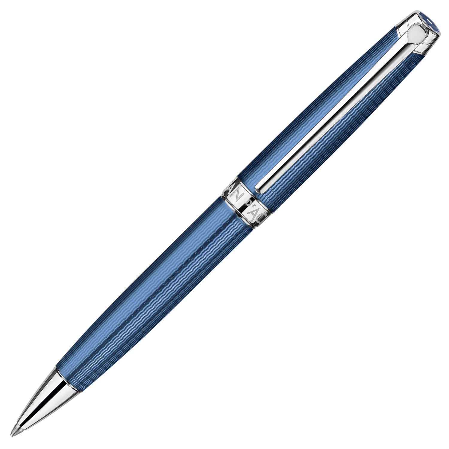 Caran D-Ache L  Man Grand Twist Retractable Pen Black, Blue 1Pc (S) - Ballpoint Pens (Twist Retractable Pen, Blue, Silver, Black