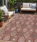 5 X 8 Orange Beige And Gray Floral Medallion Washable Indoor Outdoor Area Rug
