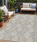 5 X 8 Taupe Beige And Khaki Floral Medallion Washable Indoor Outdoor Area Rug