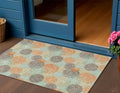 3 X 5 Beige Aqua And Orange Polka Dot Washable Indoor Outdoor Area Rug