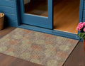 3 X 5 Brown Taupe And Sage Polka Dot Washable Indoor Outdoor Area Rug