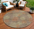 8 Brown Taupe And Sage Round Polka Dot Washable Indoor Outdoor Area Rug