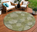8 Green Ivory And Sage Round Polka Dot Washable Indoor Outdoor Area Rug