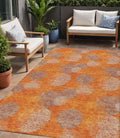 5 X 8 Orange Silver And Peach Polka Dot Washable Indoor Outdoor Area Rug
