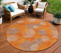 8 Orange Silver And Peach Round Polka Dot Washable Indoor Outdoor Area Rug