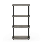 Furinno Turn-N-Tube No Tool 4-Tier Storage Shelf, Narrow, French Oak Grey/Black