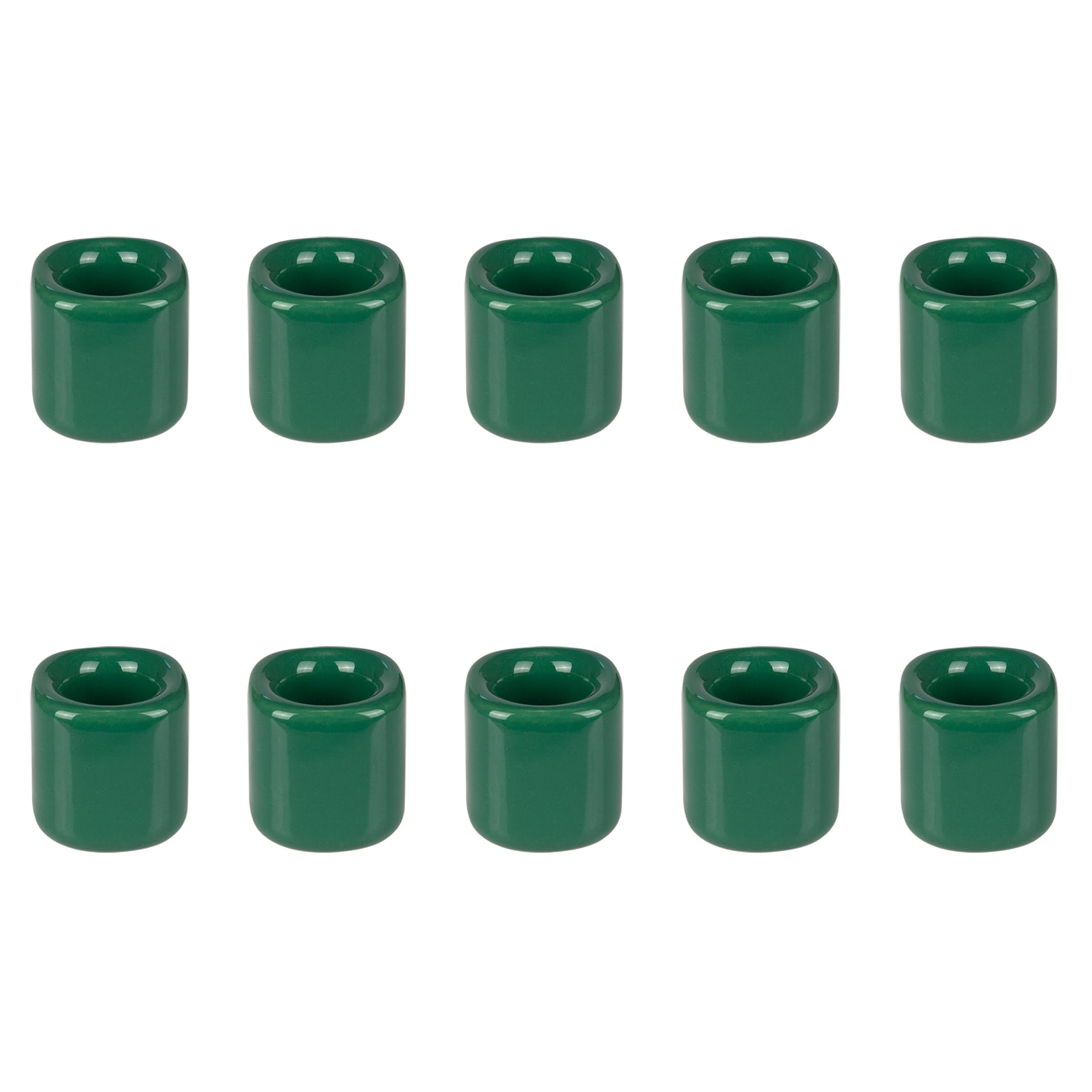 Mega Candles 10 pcs Green 1/2 Inch Diameter Ceramic Chime Ritual Spell Candle Holders, Great for Casting Chimes, Meditation, Rit