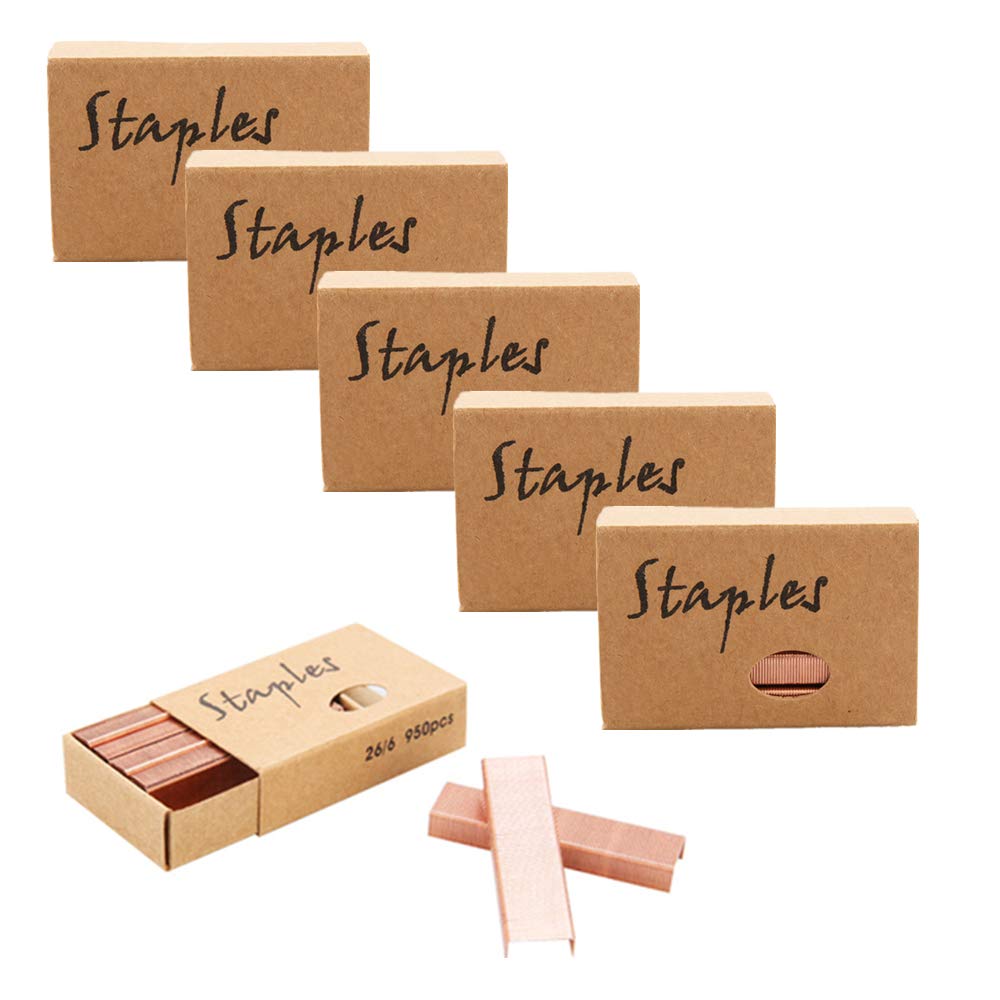 Rose Gold Staples 26/6 Standard Stapler Refill Rosegold 12Mm Width #12 Staples 1000/Box, 6 Boxes 6000 Count Per Pack (Rose Gold)