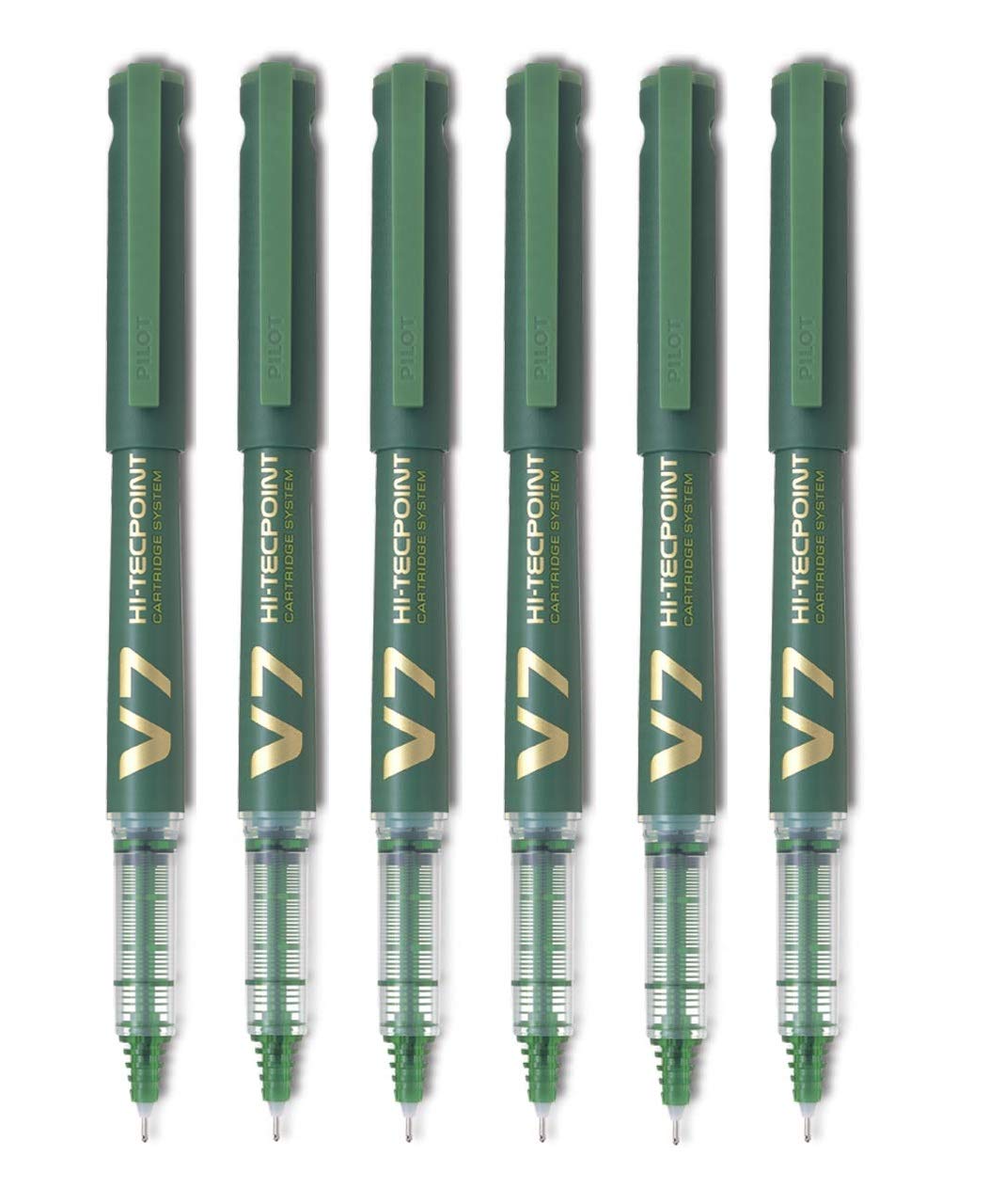 Pilot V7 Hi-Tecpoint Cartridge System Rollerball Pen Medium Point - (Green 6)