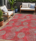 5 X 8 Red Gray And Silver Polka Dot Washable Indoor Outdoor Area Rug