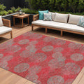 9 X 12 Red Gray And Silver Polka Dot Washable Indoor Outdoor Area Rug