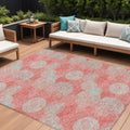 8 X 10 Salmon Ivory And Sky Blue Polka Dot Washable Indoor Outdoor Area Rug