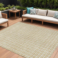 10 X 14 Gold And Ivory Geometric Washable Indoor Outdoor Area Rug