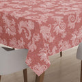 Encasa 4 Seater Dining Table Cloth 145X145 Cm (57X57 In) I Floral Grey Jacquard Style Print On Chambray Homespun Cotton I For Fa